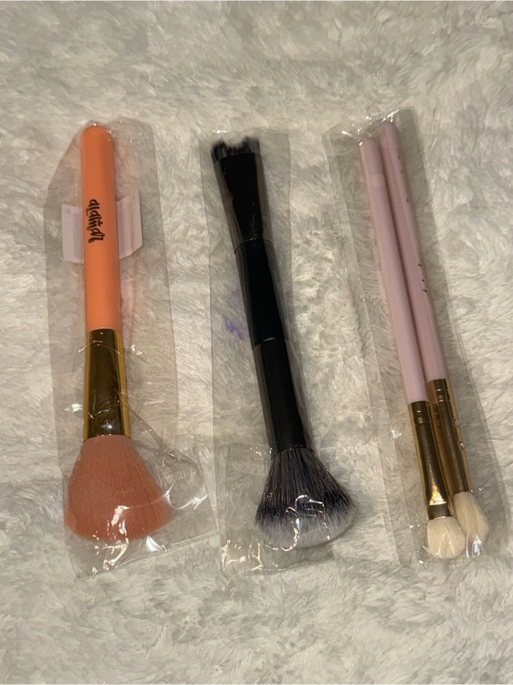 Makeup Brush Set - Pink, Peach & Black Bristles